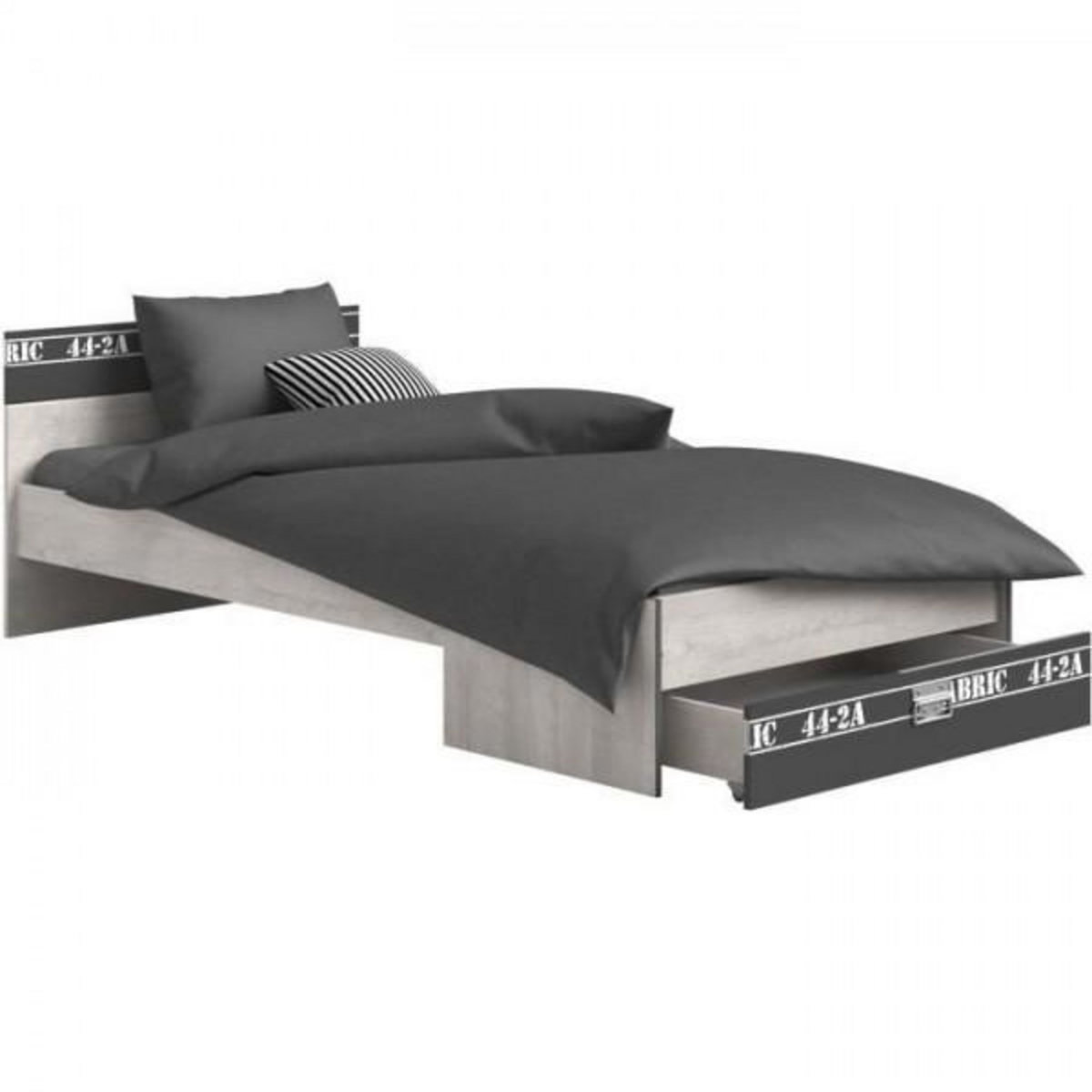 PARISOT PARISOT Chambre enfant complete - Industriel - Décor gris loft et ombre - l 90 x L 200 cm - NOA