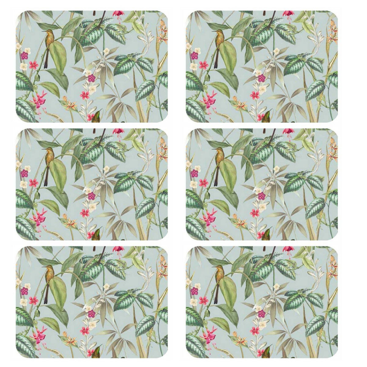HABITABLE Lot de 6 sets de table motifs tropical BARBARA - 28 x 43 cm - Multicolore