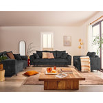 LISA DESIGN Rune - canapé droit 2 places en velours texturé. Coloris disponibles : Gris, Bleu, Vert, Violet, Orange, Beige