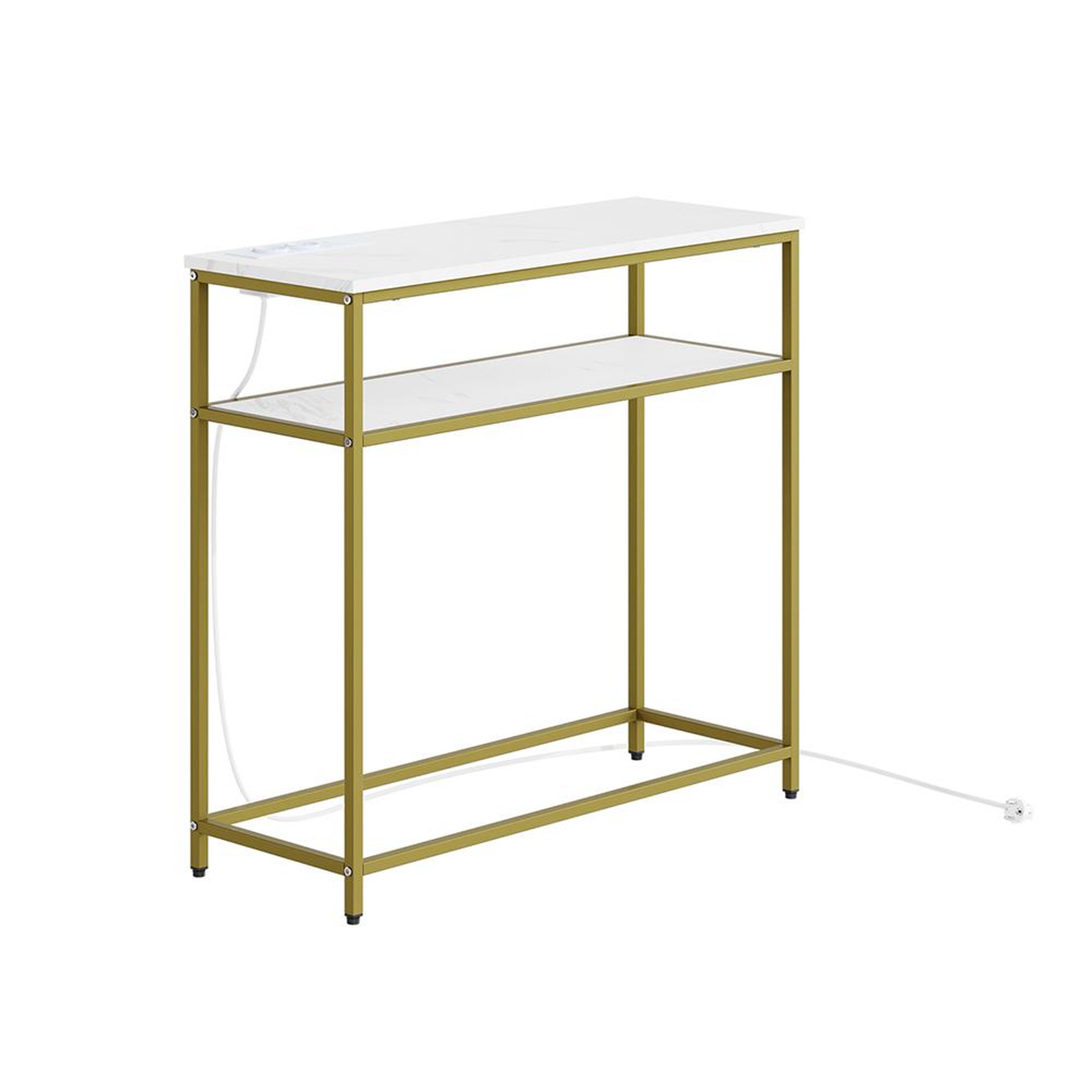 SOBUY Console d'entrée dorée avec prises électriques 80x30x75 cm FSB106-E-G