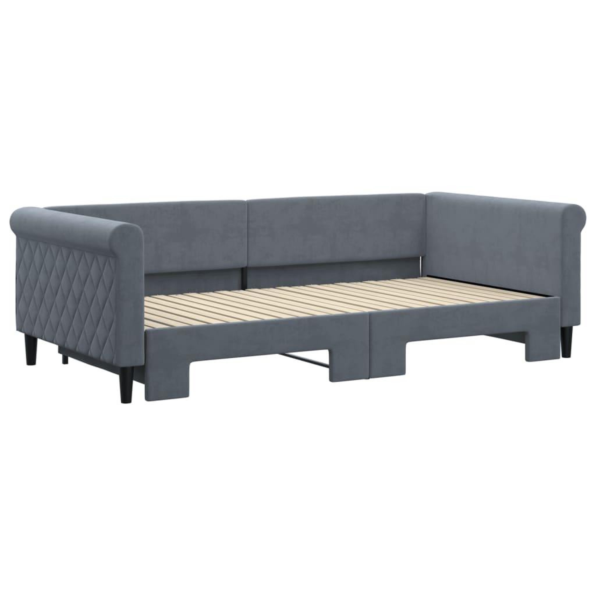Voir la diapositive 3 : VIDAXL Lit de jour avec gigogne sans matelas gris fonce 100x200 cm