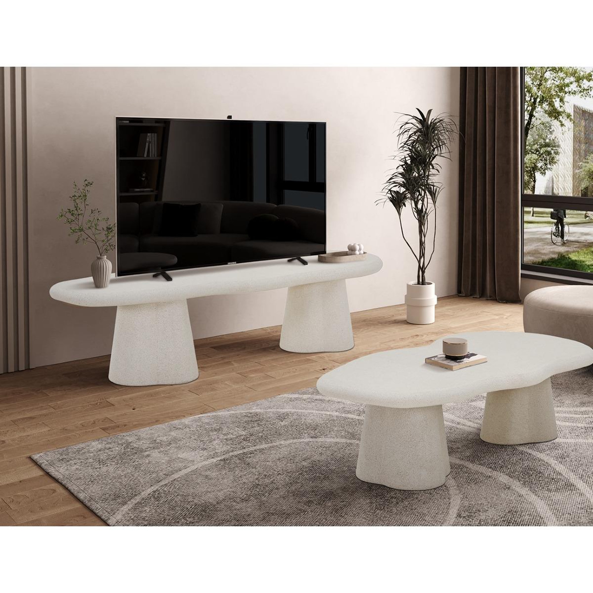 Voir la diapositive 3 : JLC KREATION Meuble tv organique en fibre de ciment 160cm orka