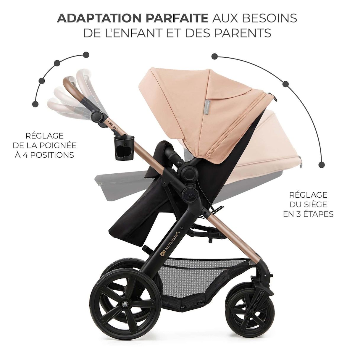 KINDERKRAFT Poussette trio moov 2 pratique et confortable
