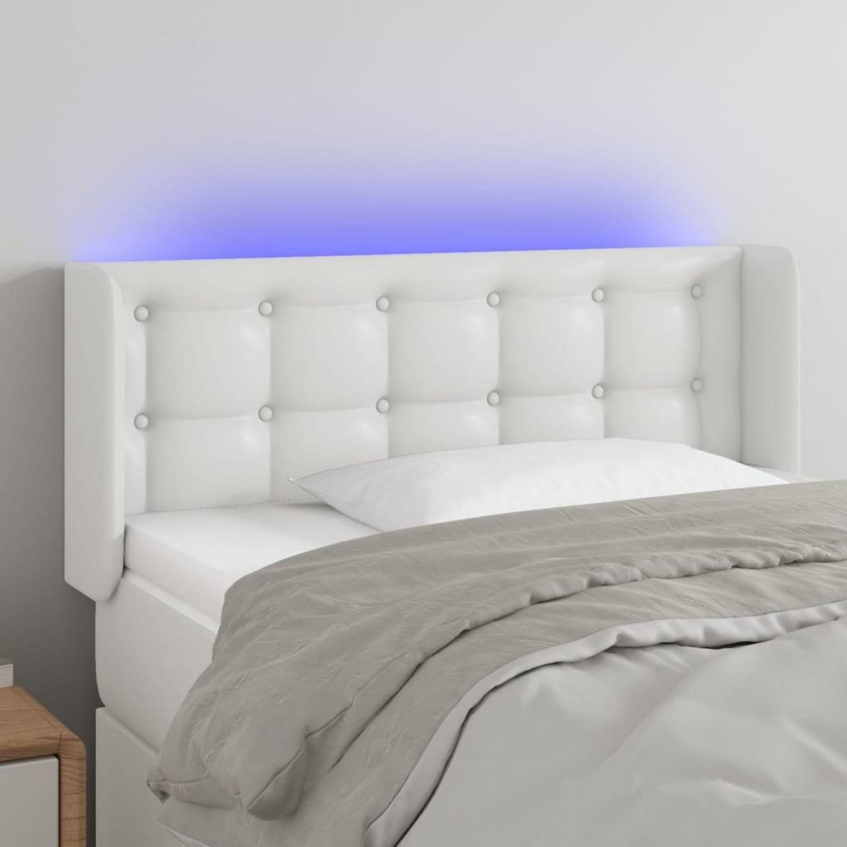 VIDAXL Tete de lit a LED Blanc 103x16x78/88 cm Similicuir