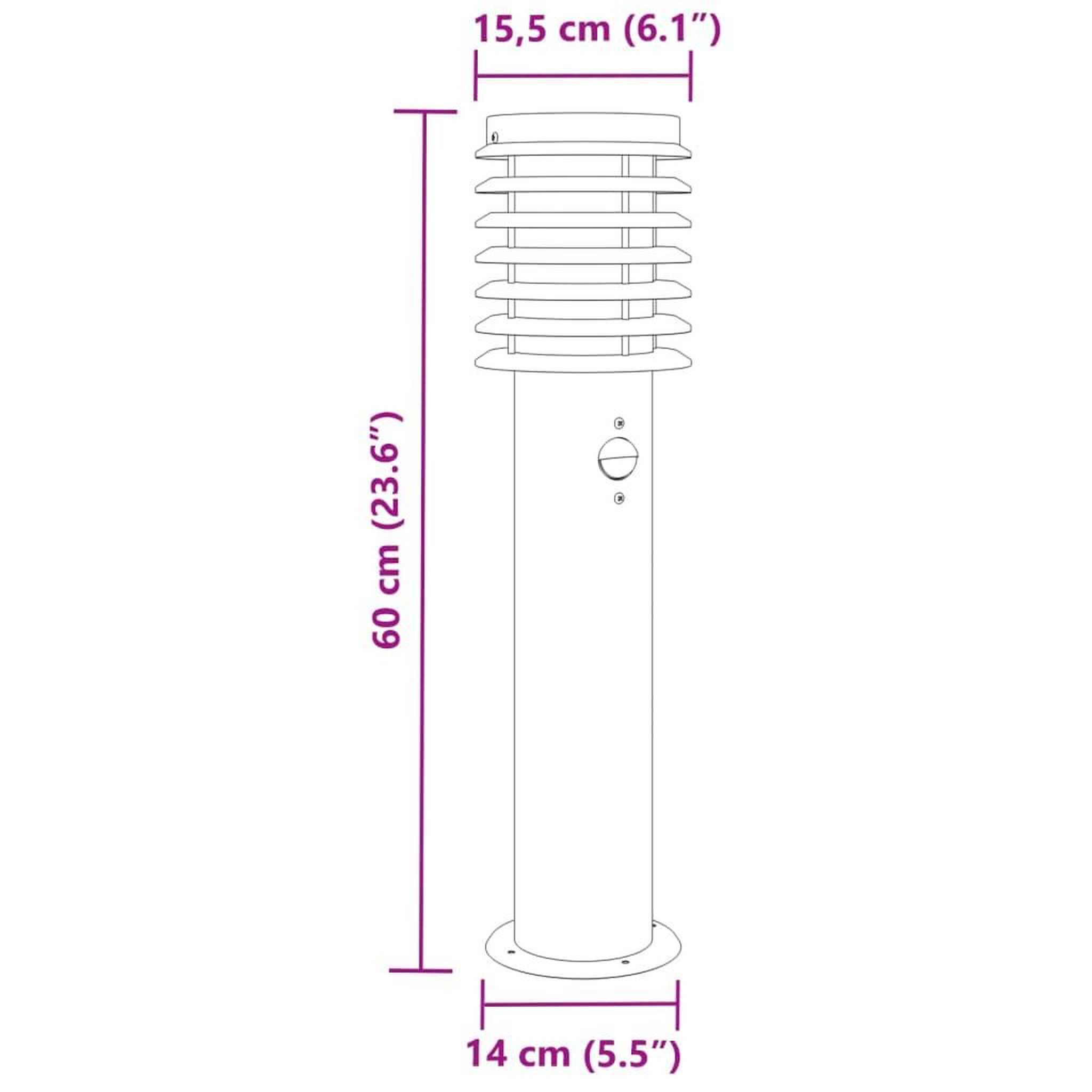 Voir la diapositive 6 : VIDAXL Lampadaire d'exterieur avec capteur noir 60 cm acier inoxydable
