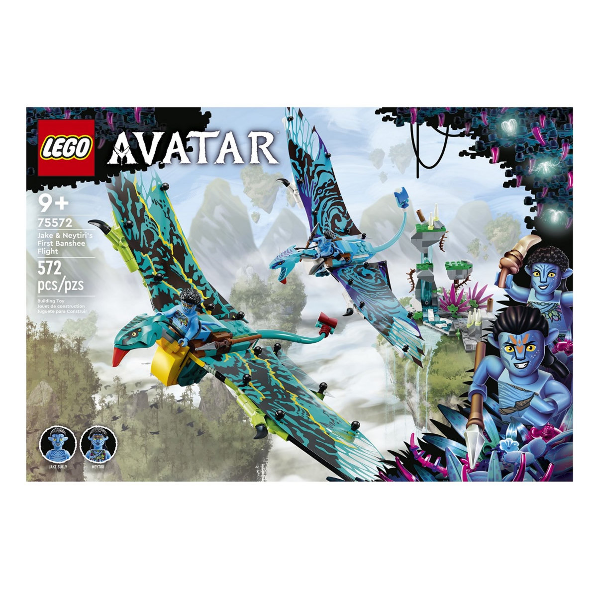 LEGO Disney 75572 Avatar Le premier vol en banshee de Jake et Neytiri, Jouet Pandora, avec Animaux