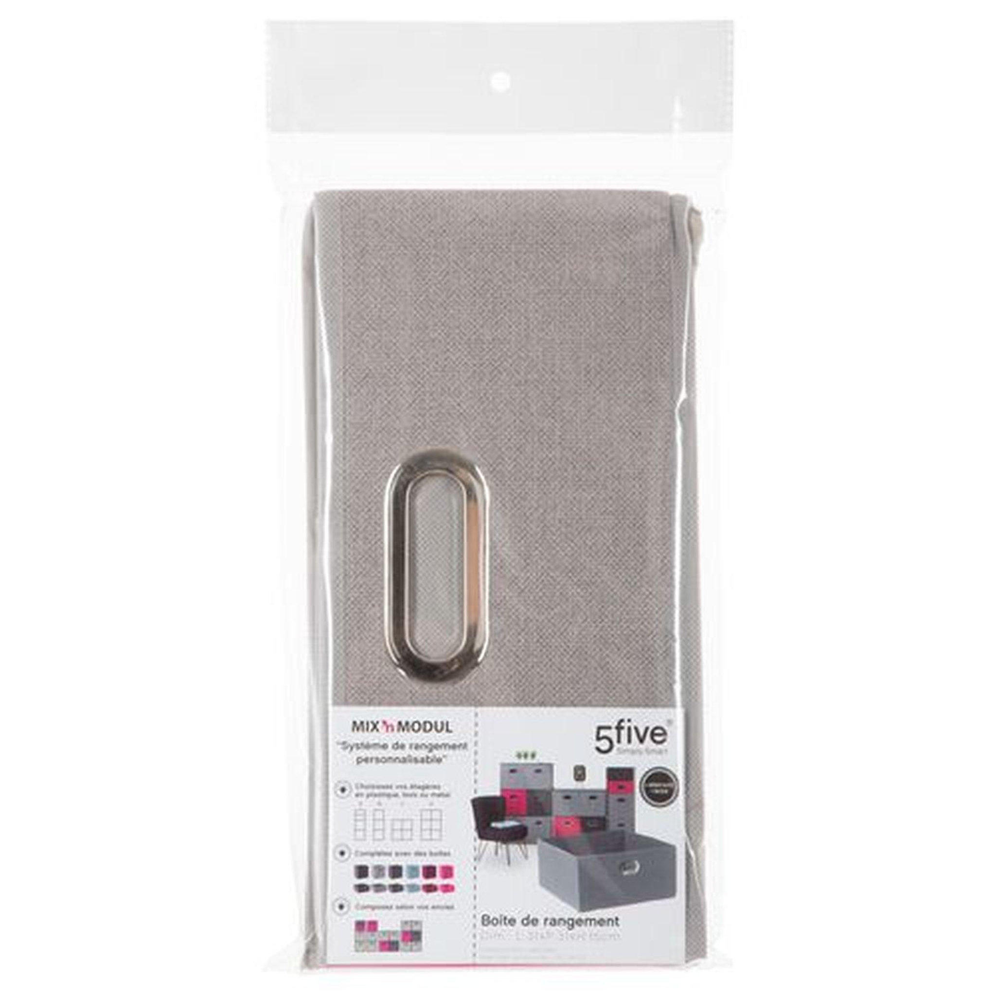 Voir la diapositive 4 : TOILINUX Lot de 2 Boites de rangement en tissu l.31 x h. 15 cm - Gris clair chiné