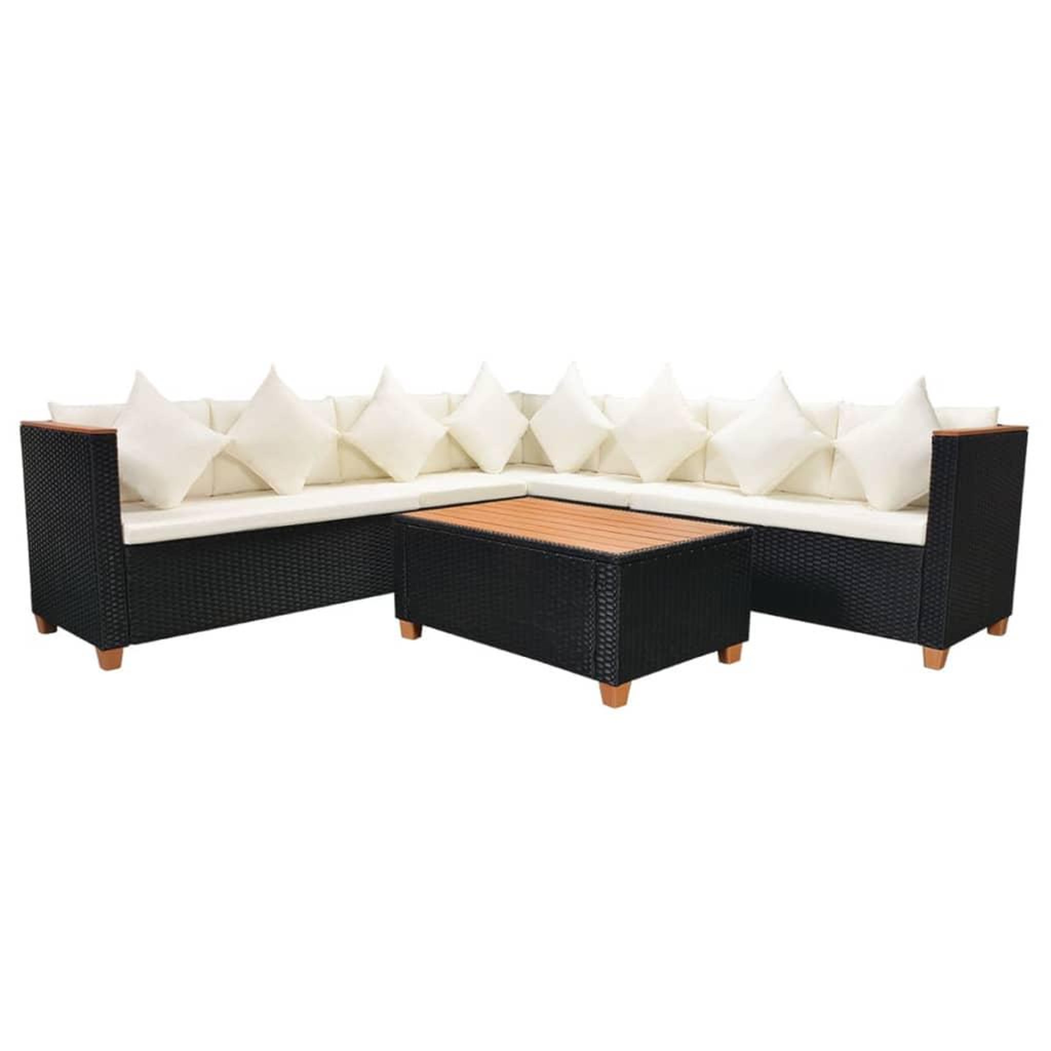 Voir la diapositive 2 : VIDAXL Salon de jardin 5 pcs avec coussins resine tressee noir