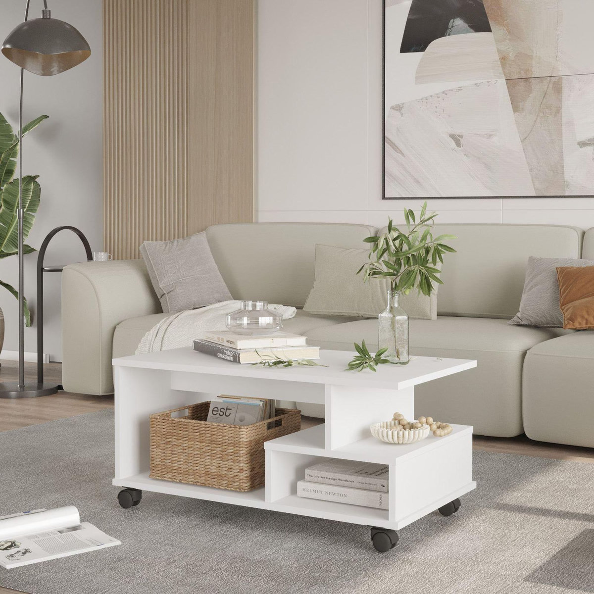 Habitat et Jardin Table basse en bois  MIN9  - 90 x 51 x 42 cm - Blanc