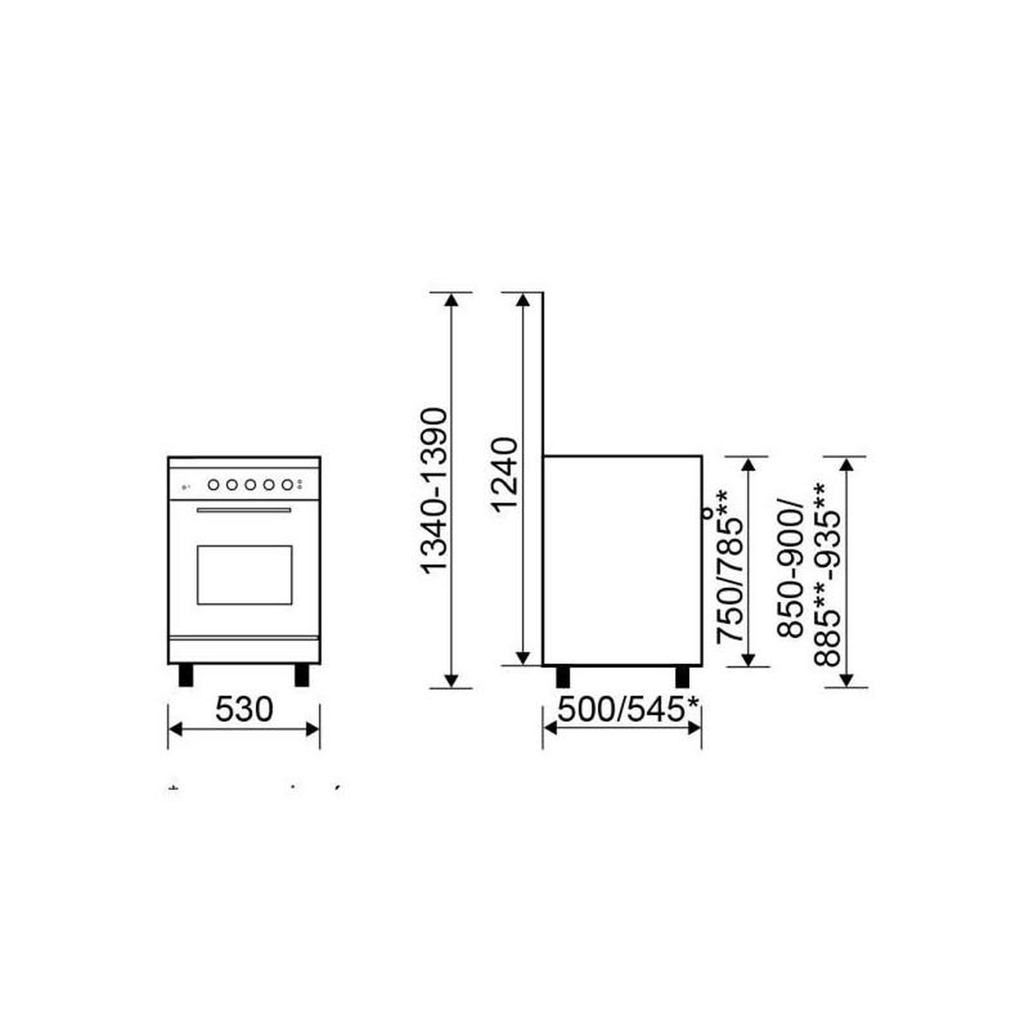 Voir la diapositive 4 : Glem Cuisinière gaz 60l 4 feux blanc - ga551gwh