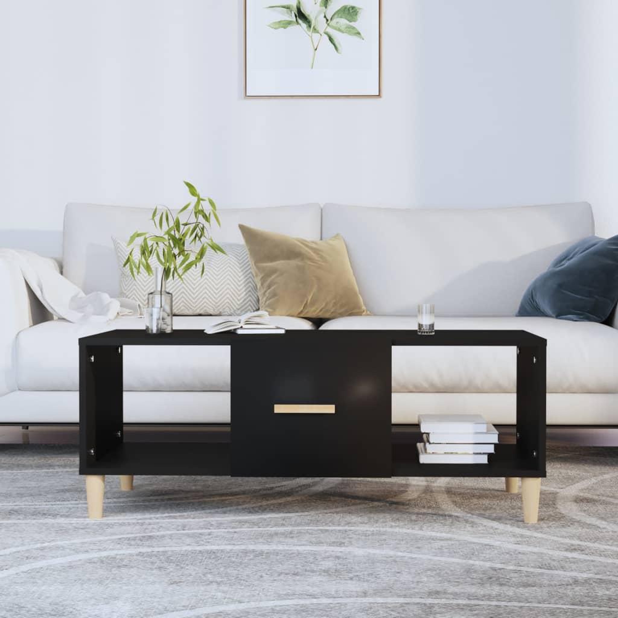 Voir la diapositive 1 : VIDAXL Table basse noir 102x50x40 cm bois d'ingenierie