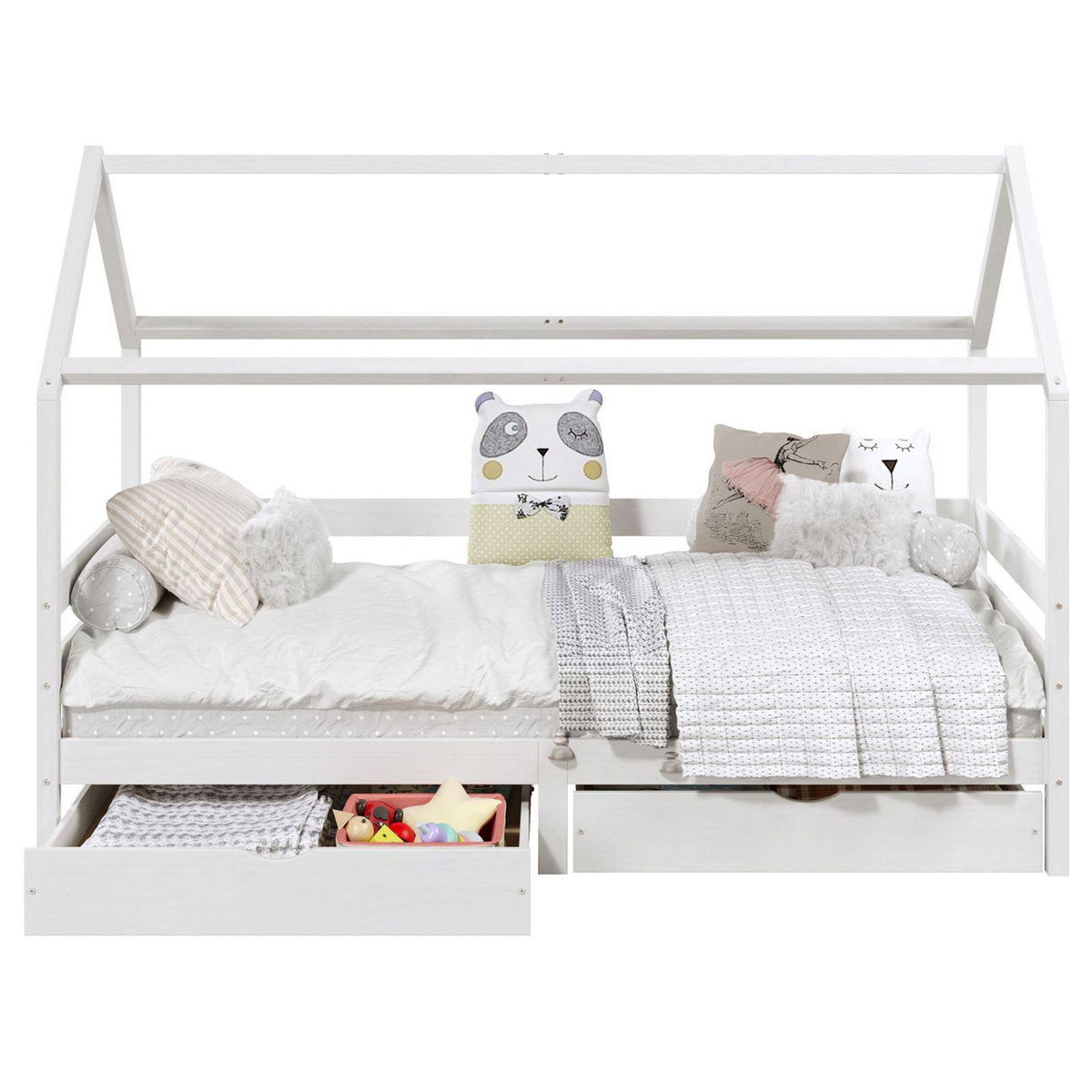 IDIMEX Lit cabane CLIA 90 x 190 cm avec tiroirs, en pin massif