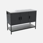 SWEEEK Cuisine extérieure en acier 3 portes,1 étagère L120cm. Coloris disponibles : Noir, Vert