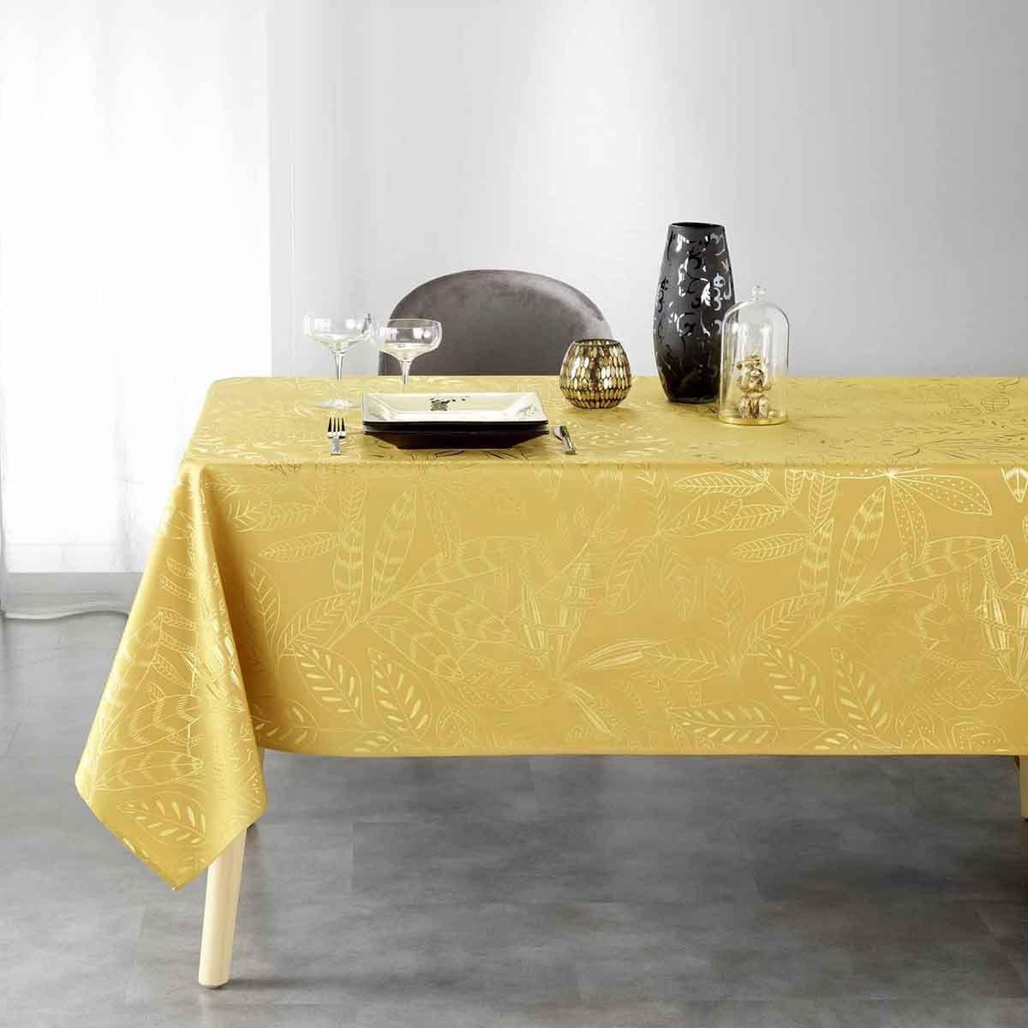 Voir la diapositive 3 : Douceur d'Intérieur Nappe imprimée déco  belflor  150x240cm jaune