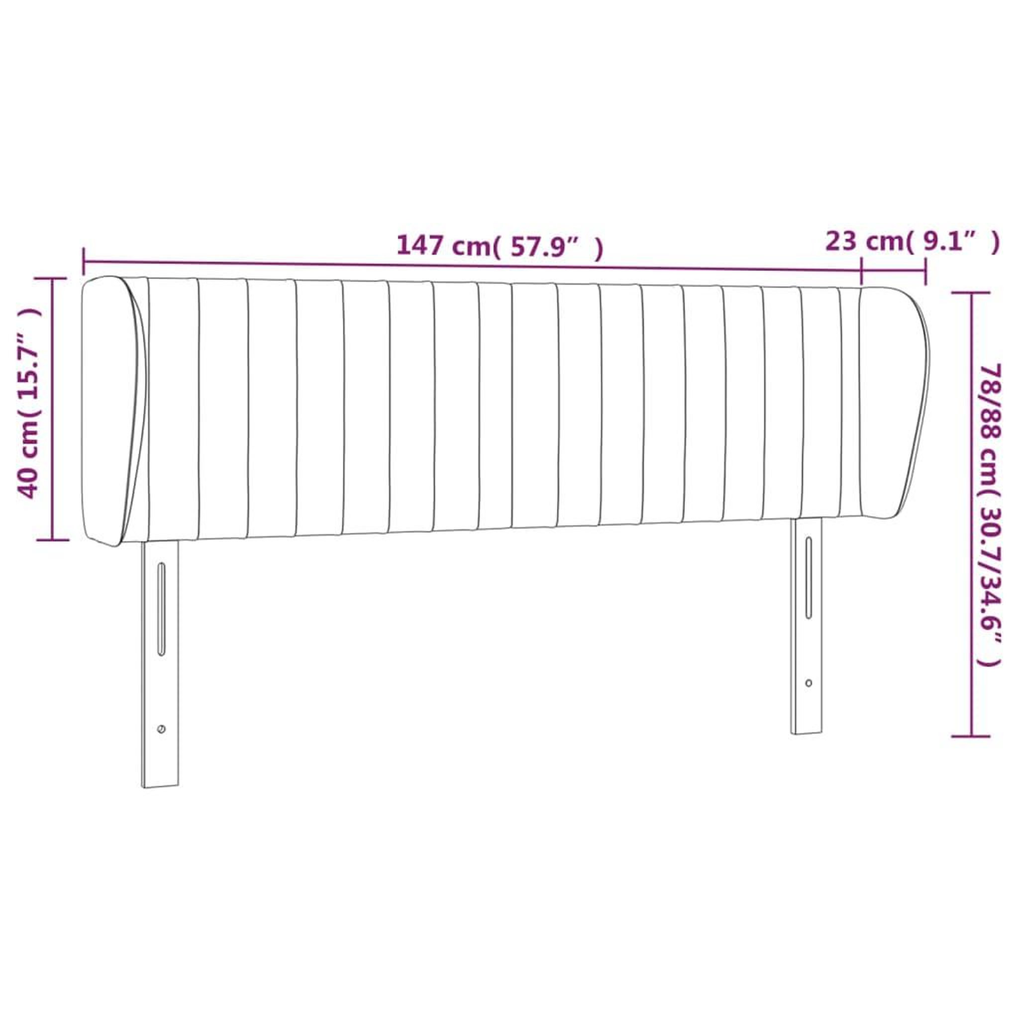 Voir la diapositive 6 : VIDAXL Tete de lit avec oreilles Noir 147x23x78/88 cm Tissu