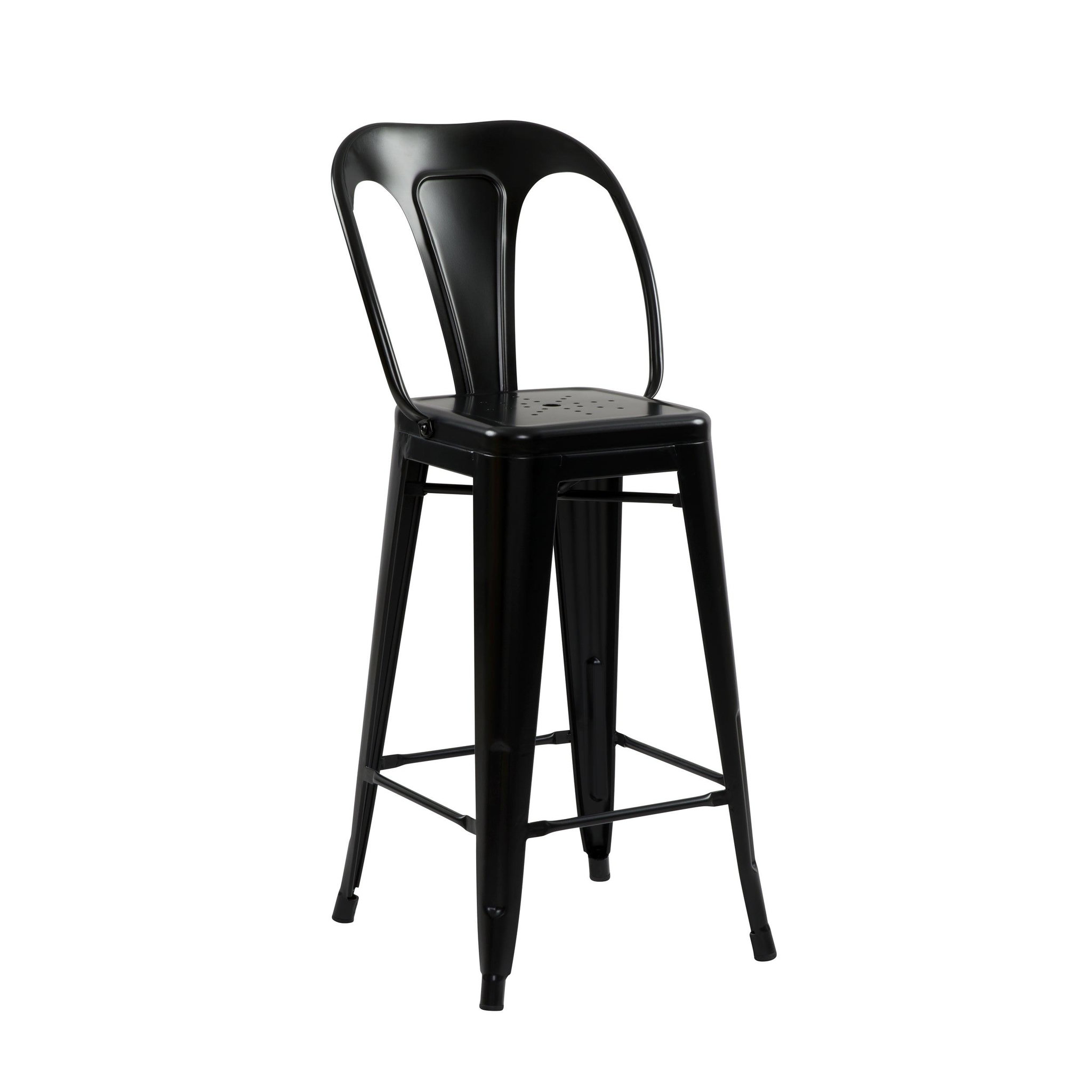 Voir la diapositive 3 : MAISON PAVANE Lot de 2 chaises pour îlot central 67 cm en métal noir mat-indus