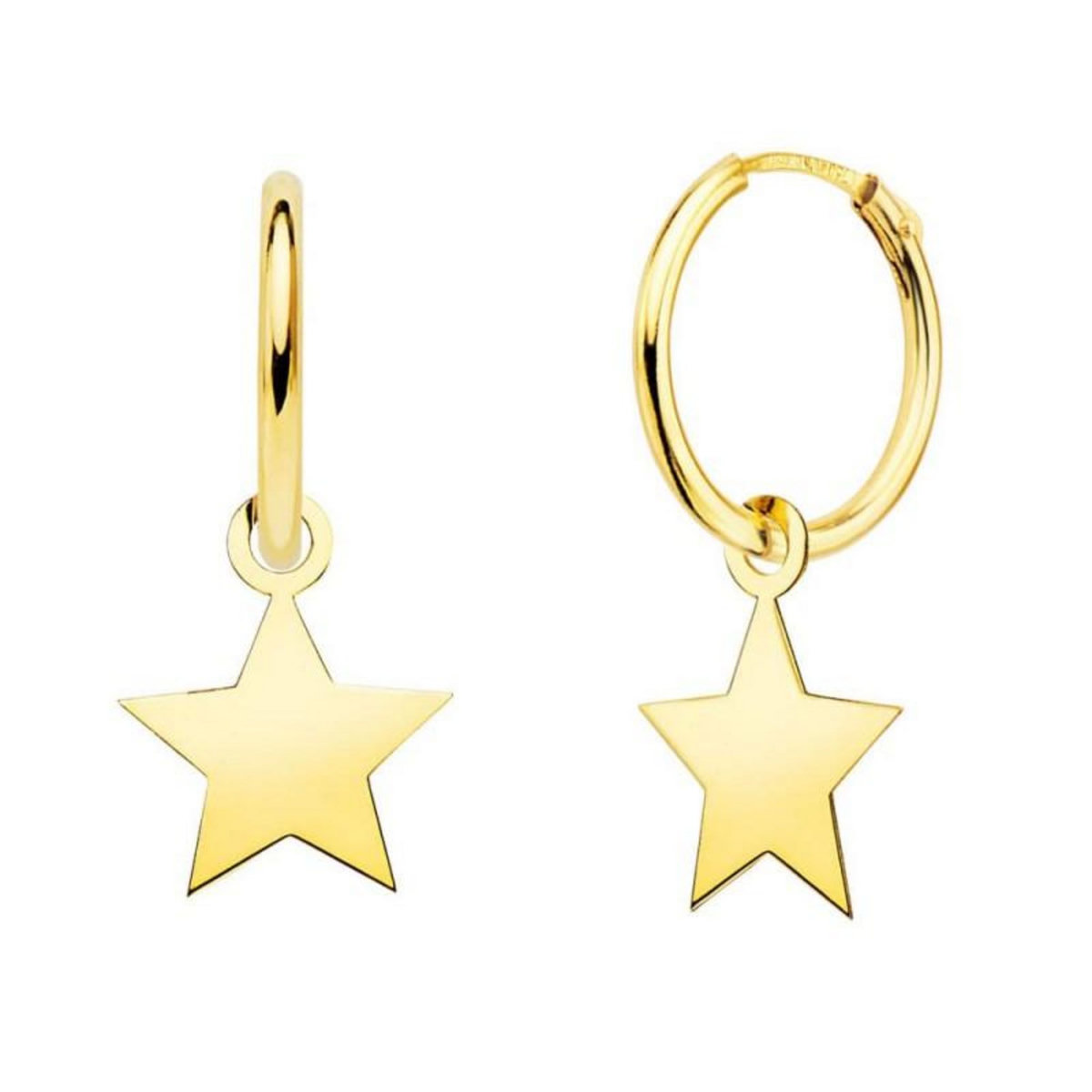 Boucles D'oreilles Créoles Avec Croix Pendante - Plaqué Or 18 Carats - Neuves Avec étiquettes