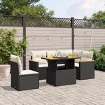 VIDAXL Salon de jardin 6 pcs avec coussins noir resine tressee