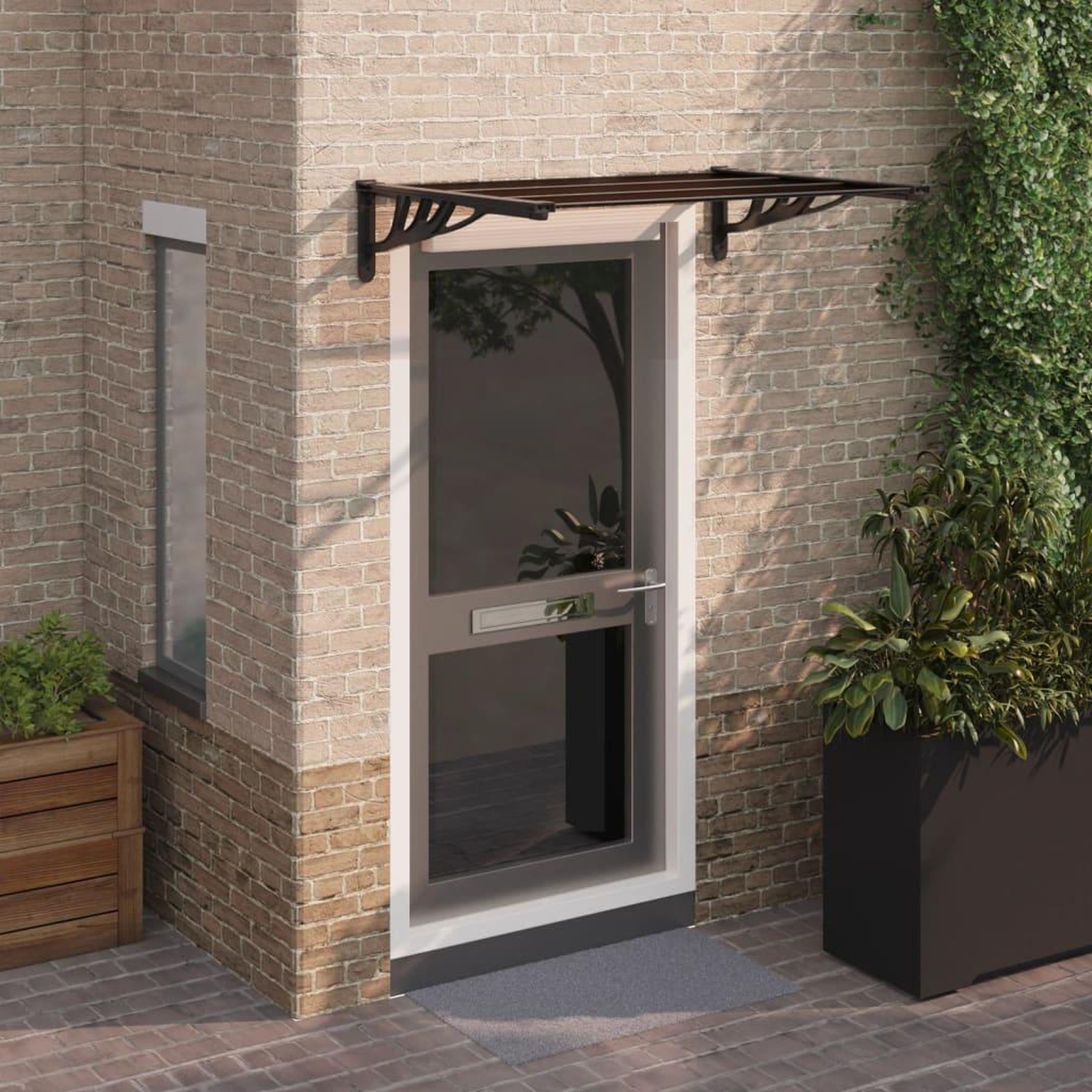 Voir la diapositive 1 : VIDAXL Auvent de porte Noir 122x90 cm Polycarbonate