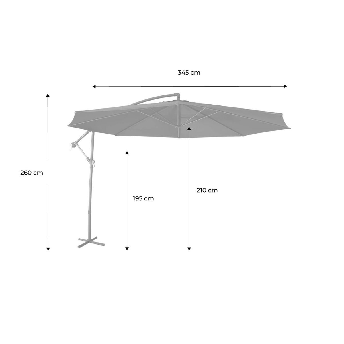 SWEEEK Parasol déporté rond Hardelot diamètre 350cm excentré  8 baleines