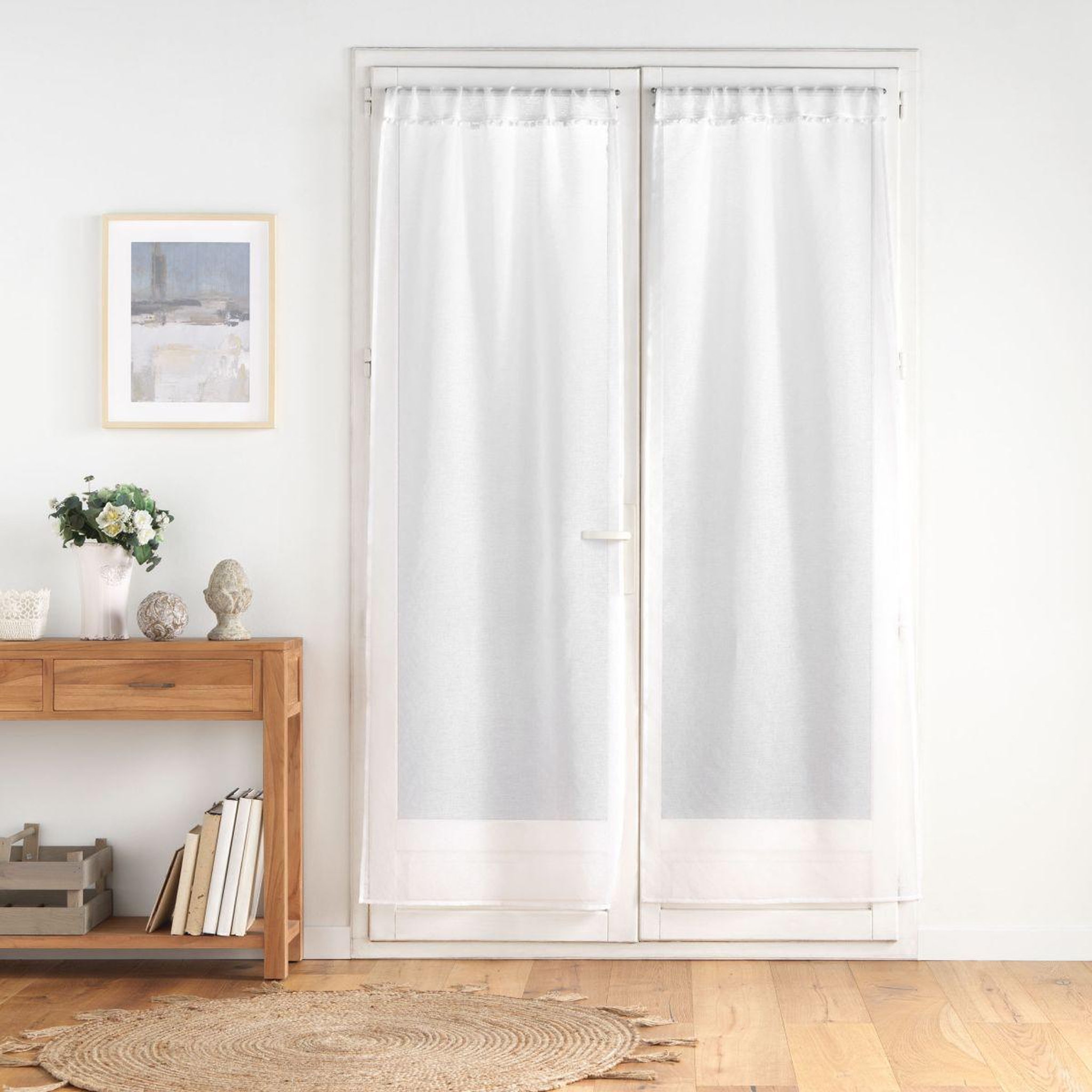 Voir la diapositive 5 : Douceur d'Intérieur Paire de voilages passe-tringle  poupette  70x200cm blanc