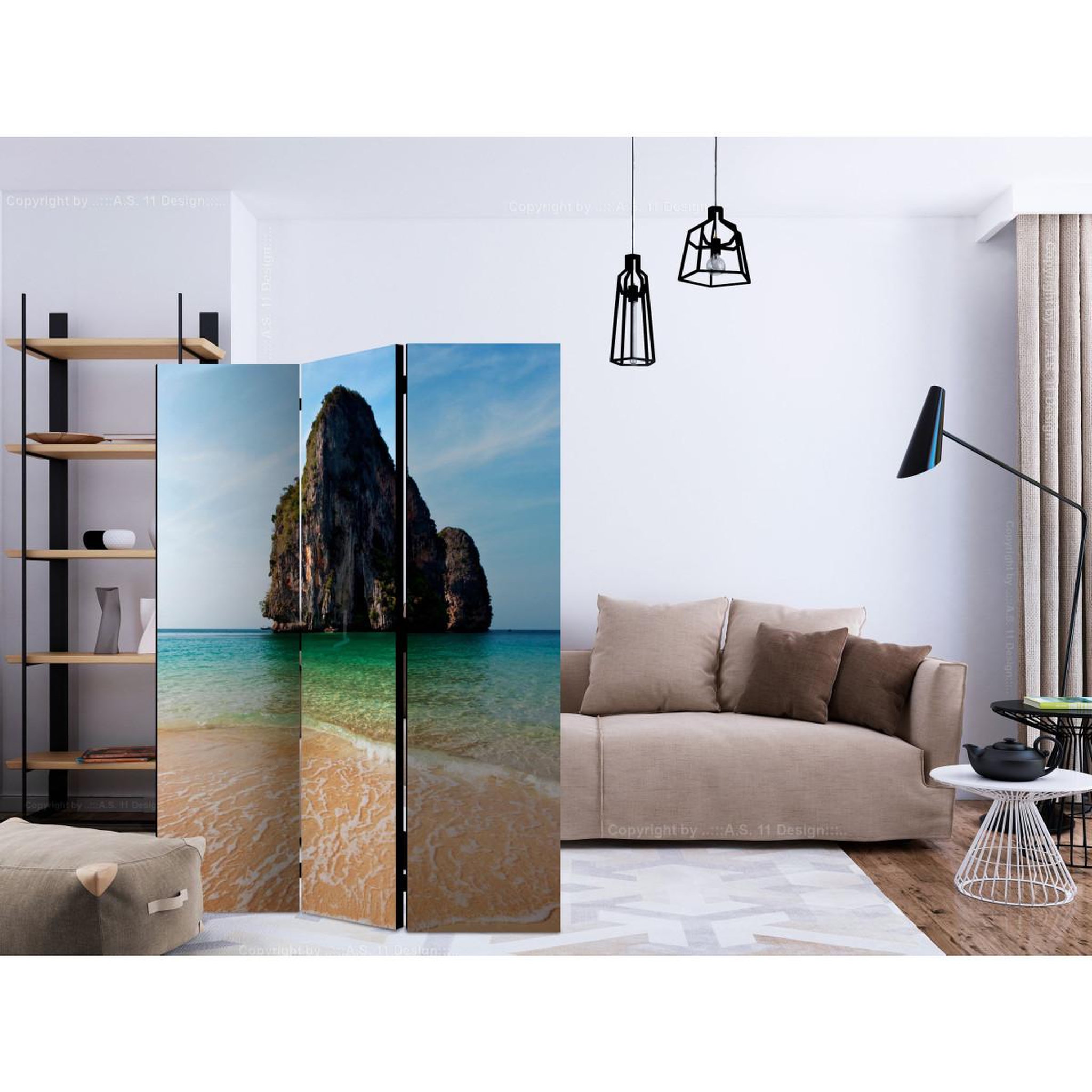 Voir la diapositive 2 : Paris Prix Paravent 3 volets  rock formation by shoreline, andaman sea, thailand  135x172cm
