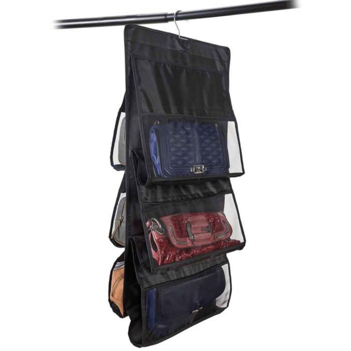 Paris Prix Rangement à Suspendre  6 Sacs à Main  83cm Noir