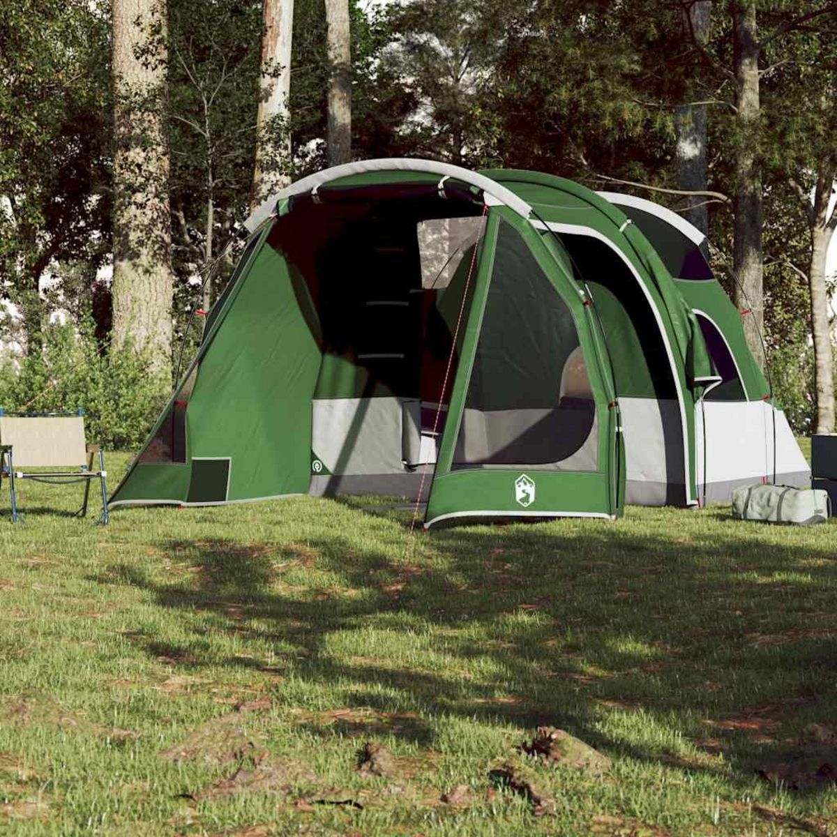 VIDAXL Tente de camping tunnel 4 personnes vert impermeable