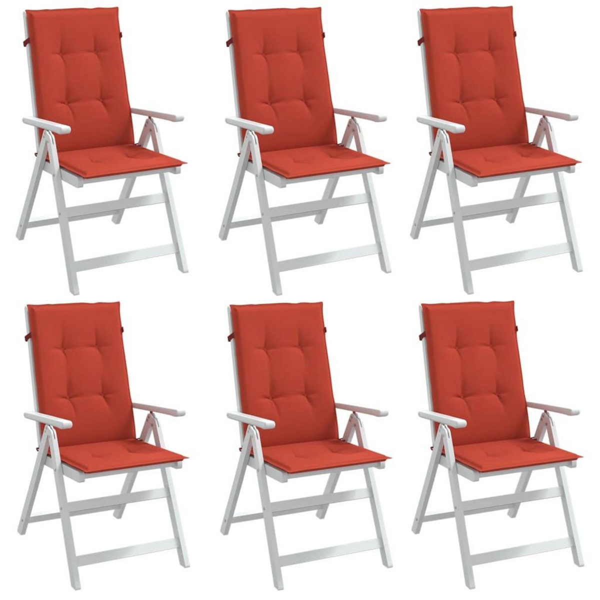 VIDAXL Coussins de chaise a dossier haut lot de 6 rouge melange tissu