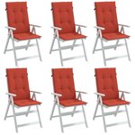 VIDAXL Coussins de chaise a dossier haut lot de 6 rouge melange tissu
