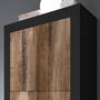 KASALINEA Buffet haut moderne couleur bois et noir ARIEL 5-L 102 x P 43 x H 162 cm- Noir