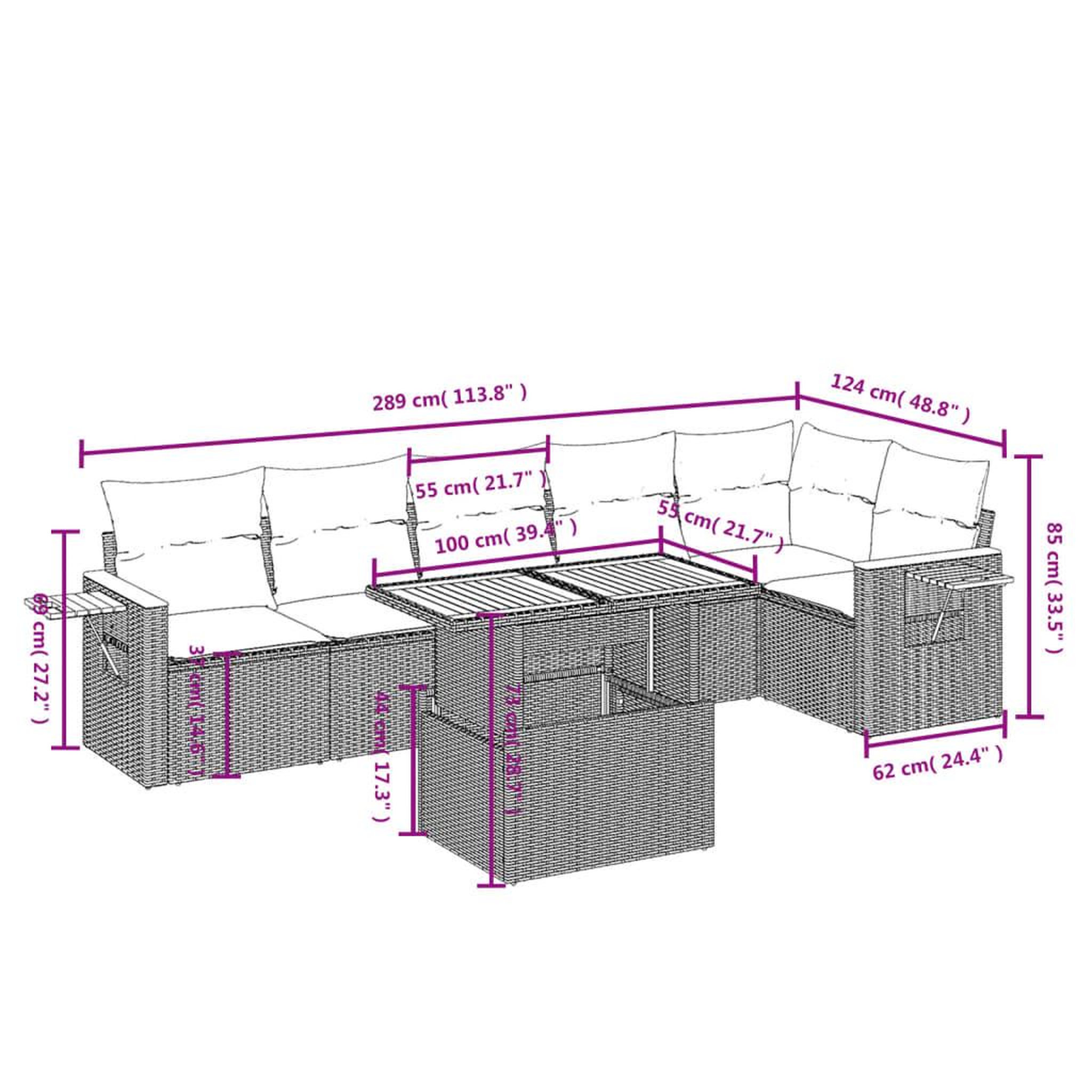 Voir la diapositive 3 : VIDAXL Salon de jardin avec coussins 7 pcs gris resine tressee
