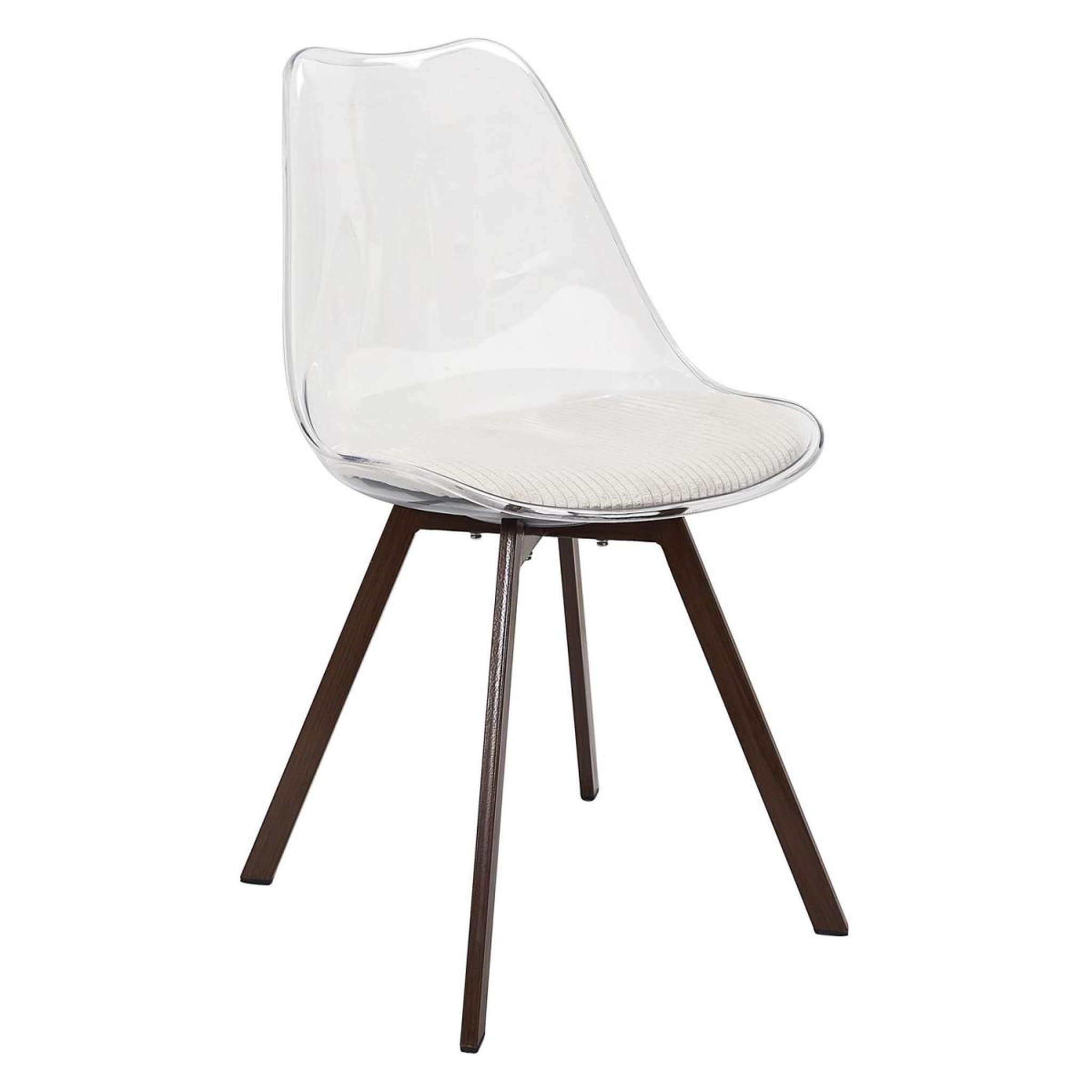 Voir la diapositive 2 : The Home Deco Factory Lot de 4 chaises coussin côtelé  scott  82cm transparent & beige