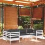 VIDAXL Salon de jardin 6 pcs avec coussins blanc bois de pin