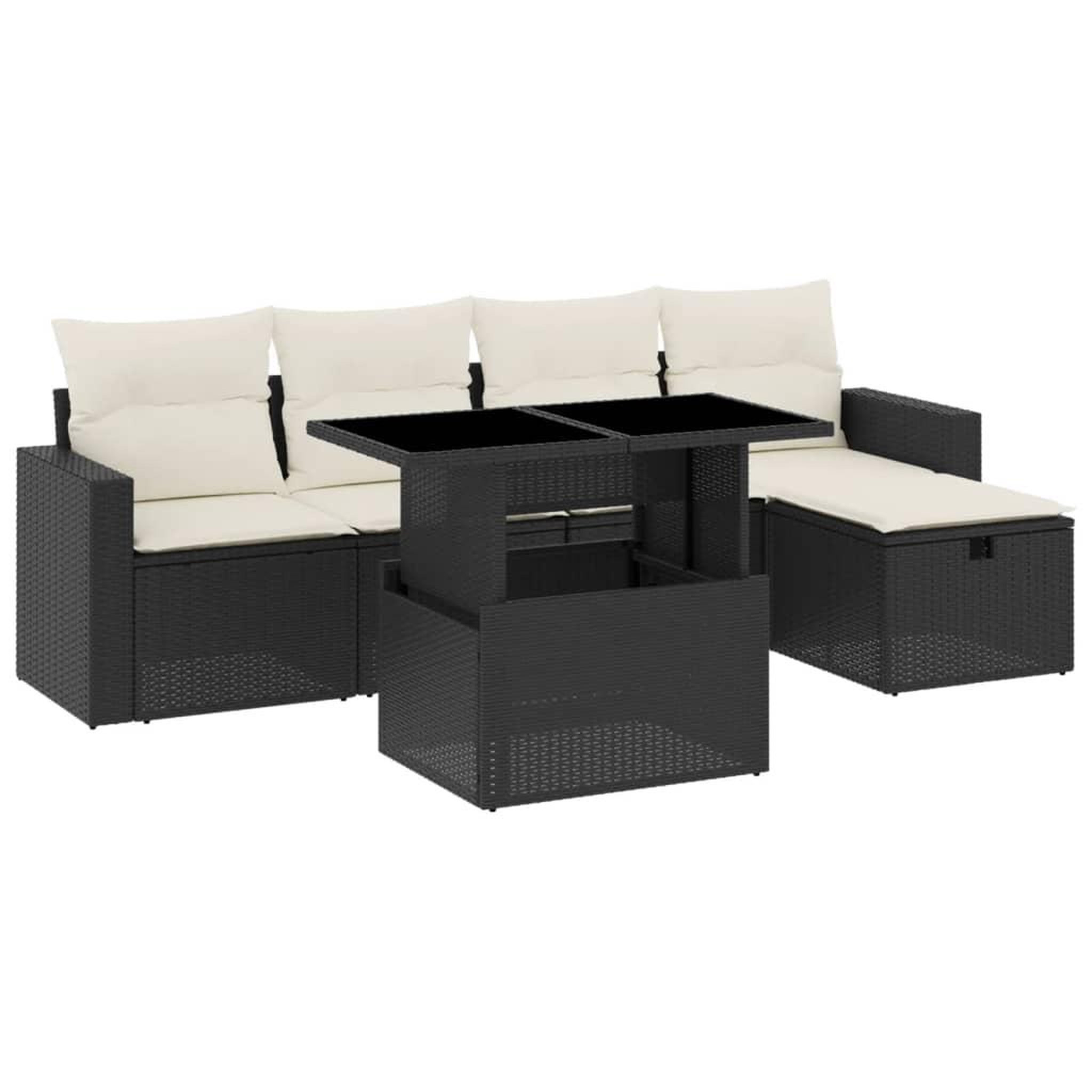 Voir la diapositive 2 : VIDAXL Salon de jardin 6 pcs avec coussins noir resine tressee