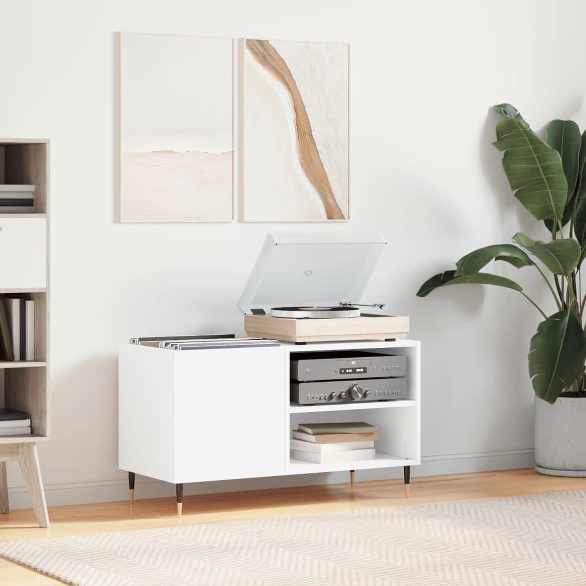 VIDAXL Armoire a disques blanc 85x38x48 cm bois d'ingenierie