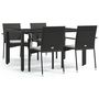 Voir la diapositive 2 : VIDAXL Ensemble a manger de jardin coussins 5pcs Noir Resine tressee