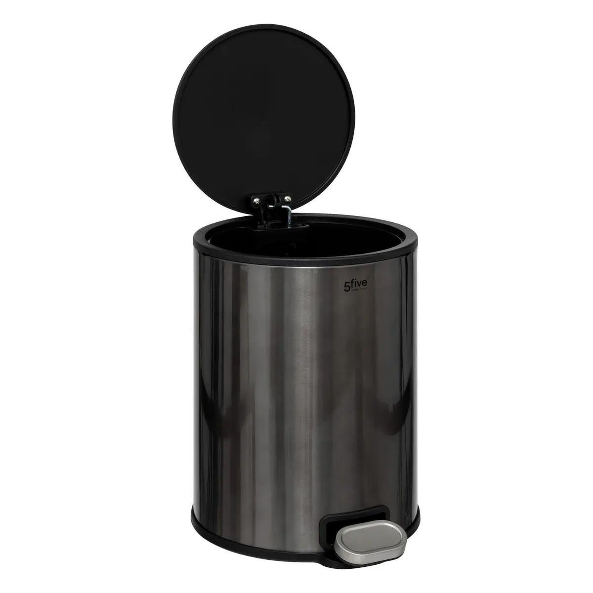 Voir la diapositive 2 : FIVE Poubelle en métal  delta  6l inox noir