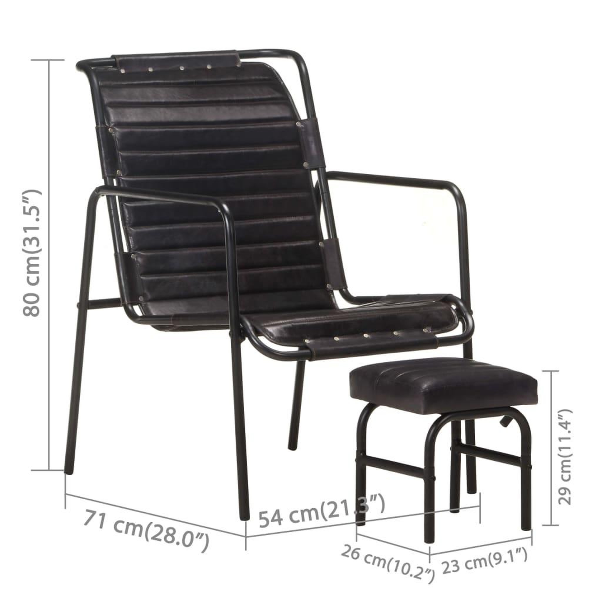Voir la diapositive 6 : VIDAXL Fauteuil de relaxation avec repose-pied Noir Cuir veritable