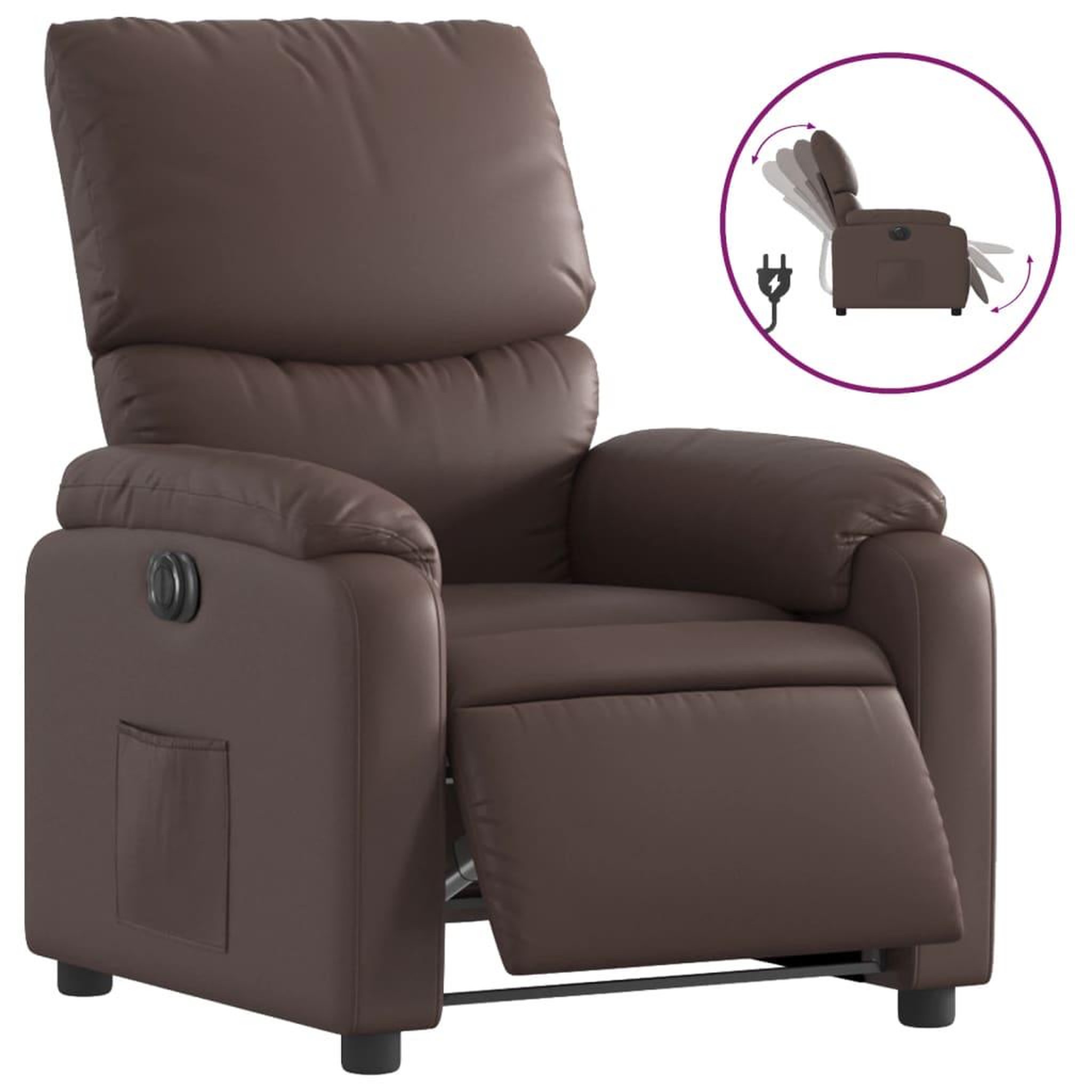 Voir la diapositive 2 : VIDAXL Fauteuil inclinable electrique Marron Similicuir