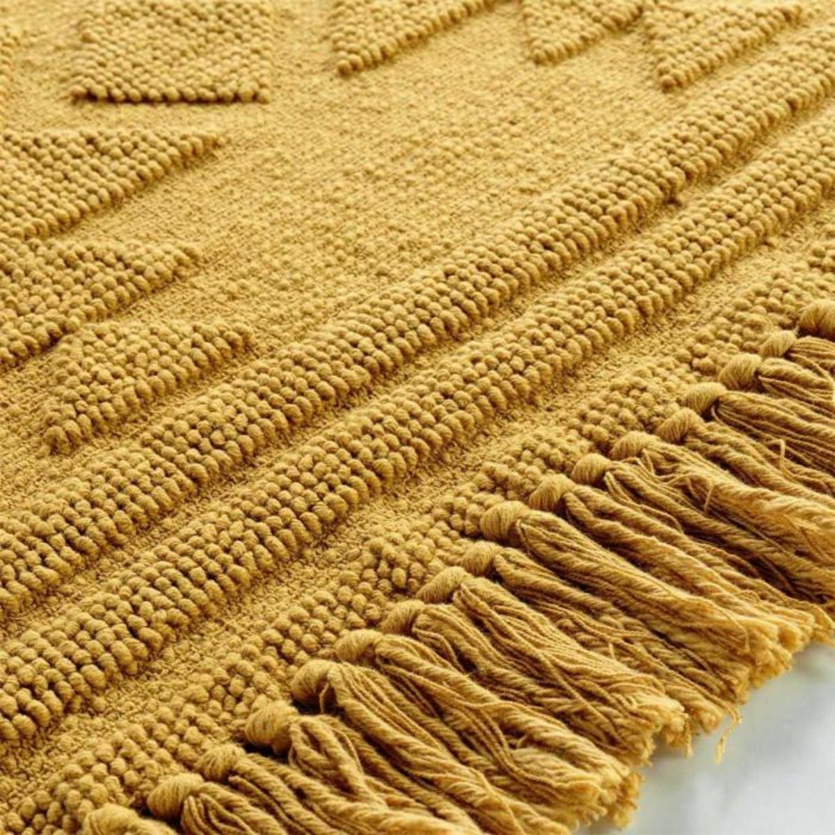 Paris Prix Tapis Déco à Franges  Cilaos  60x90cm Safran