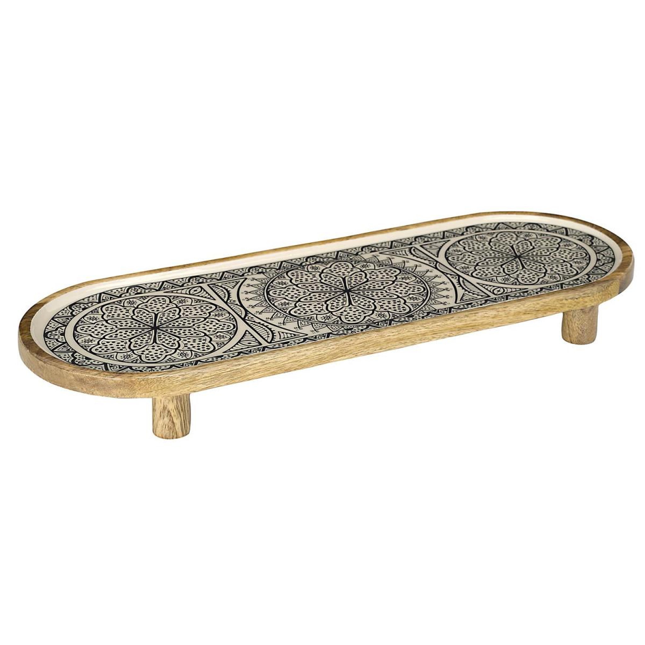 The Home Deco Factory Plat de Présentation en Bois  Dune  50cm Noir