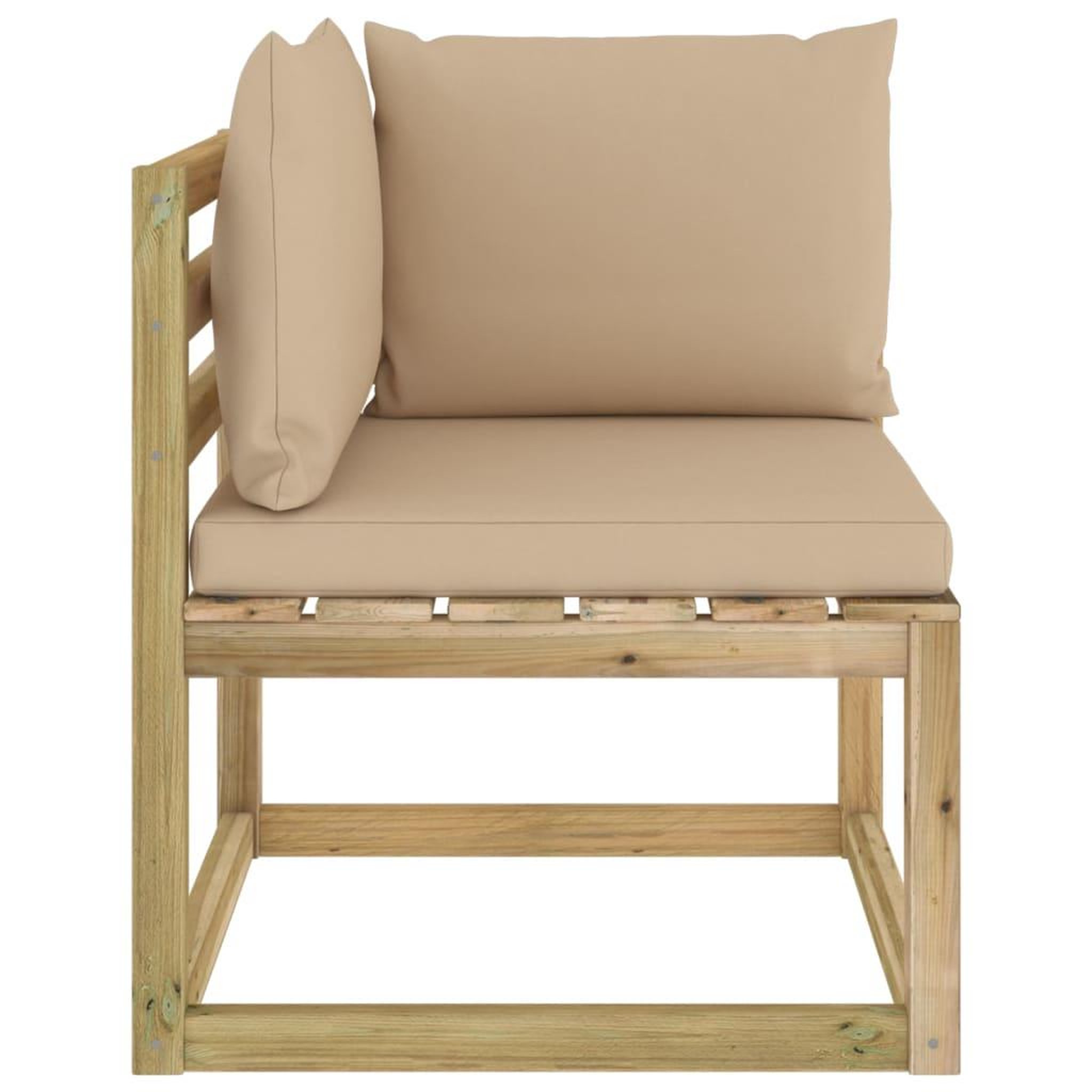 Voir la diapositive 2 : VIDAXL Canape d'angle de jardin avec coussins Bois impregne de vert