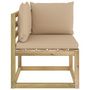 Voir la diapositive 2 : VIDAXL Canape d'angle de jardin avec coussins Bois impregne de vert