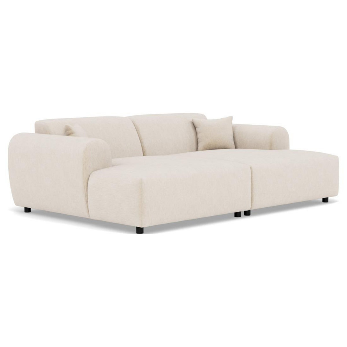 LISA DESIGN Aumance - canapé droit 4 places avec double méridienne assise profonde en velours texturé