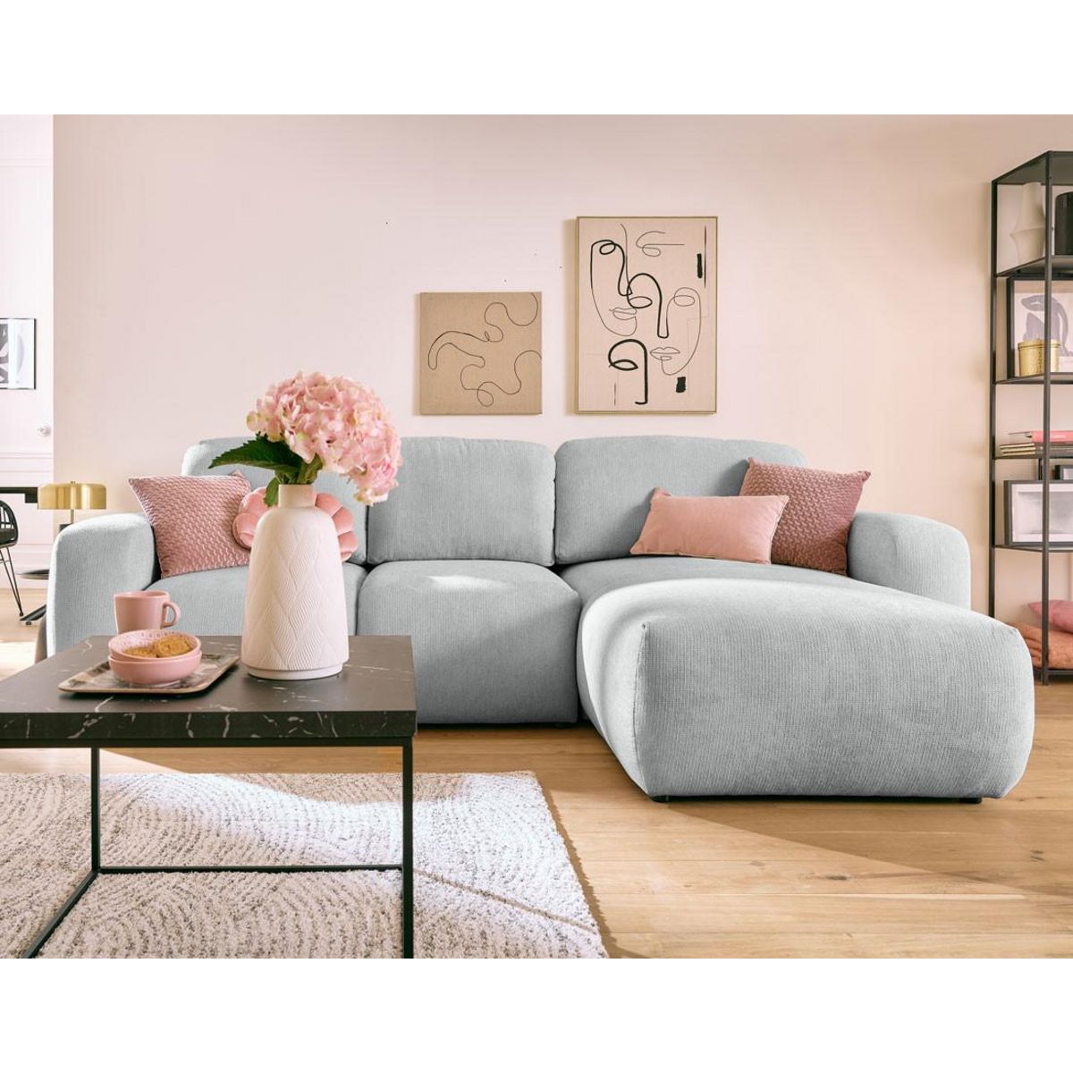 LISA DESIGN Sorrente - canapé d'angle réversible - convertible avec coffre - 4 places - en tissu texturé