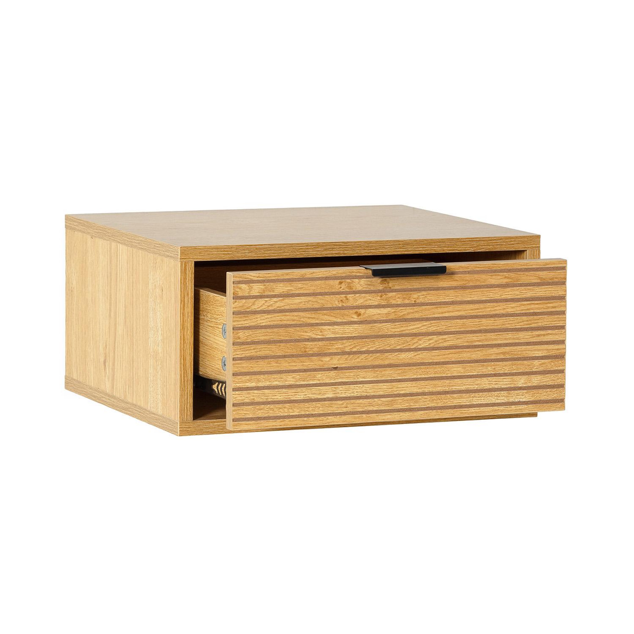 Voir la diapositive 3 : VS VENTA-STOCK Table de chevet flottante Mónica 1 tiroir effet Chêne
