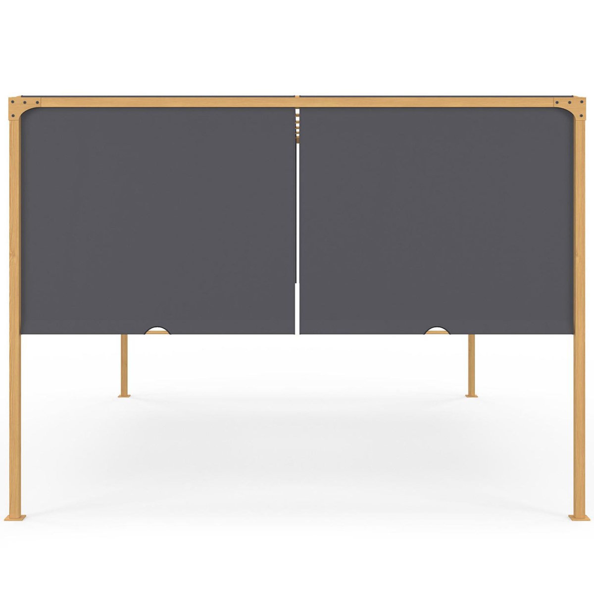 ID MARKET Pergola coulissante 2 pans 3x4 M belvédère de jardin effet bois toile gris anthracite