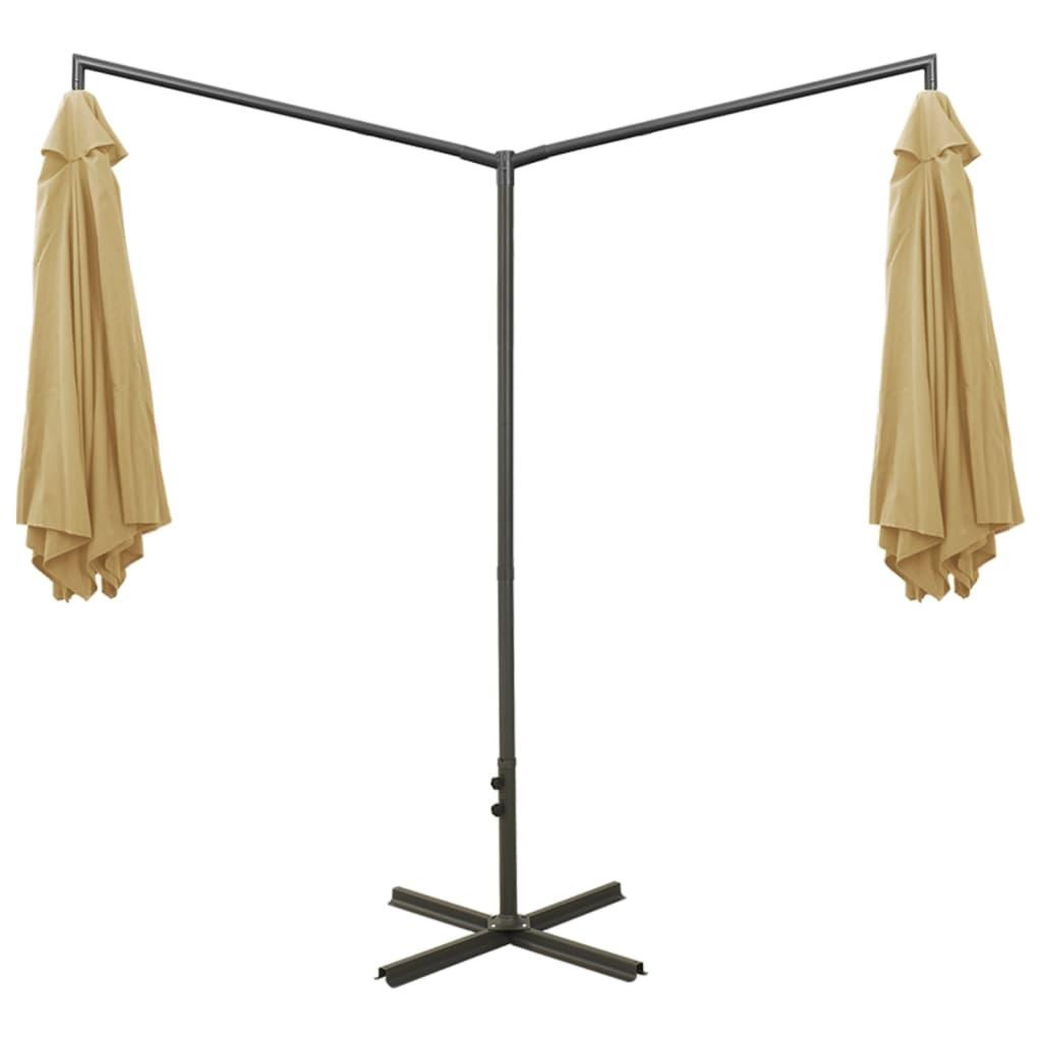 Voir la diapositive 4 : VIDAXL Parasol de jardin double avec mat en acier taupe 600 cm