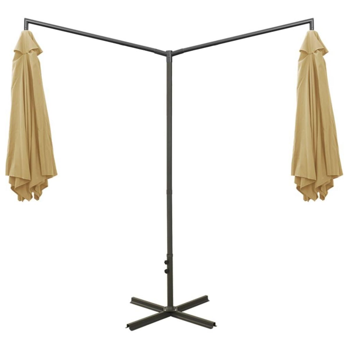 VIDAXL Parasol de jardin double avec mat en acier taupe 600 cm